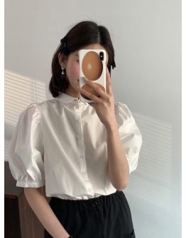 《高尚名品》韓國設計師品牌 Egg 100%進口有機棉雙面澎袖上衣