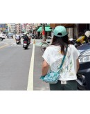 Kipling『牛角包』白綠條紋輕巧多袋側背包 GABBETTE S
