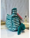 Kipling『牛角包』白綠條紋輕巧多袋側背包 GABBETTE S