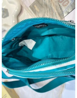 Kipling『牛角包』白綠條紋輕巧多袋側背包 GABBETTE S