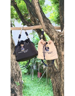 RALPH LAUREN 小熊刺繡輕量防潑水 2WAY 束口包