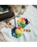 彩色小花雙面表情吊飾