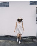 正韓 專櫃OUNCE 素雅細摺傘擺洋裝