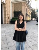 正韓 專櫃OUNCE 素雅細摺傘擺洋裝