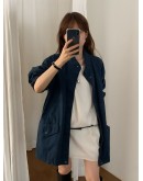 正韓設計師款 OUNCE立領輕工裝長版外套