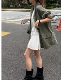 正韓設計師款 OUNCE立領輕工裝長版外套