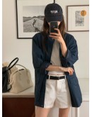 正韓設計師款 OUNCE立領輕工裝長版外套