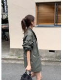 正韓設計師款 OUNCE立領輕工裝長版外套