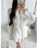 正韓 CLOTH 光澤感抽繩連帽外套套裝