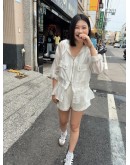 正韓 CLOTH 光澤感抽繩連帽外套套裝