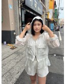 正韓 CLOTH 光澤感抽繩連帽外套套裝