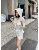 正韓 CLOTH 光澤感抽繩連帽外套套裝