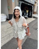 正韓 CLOTH 光澤感抽繩連帽外套套裝