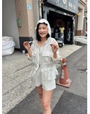 正韓 CLOTH 光澤感抽繩連帽外套套裝