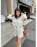 正韓 CLOTH 光澤感抽繩連帽外套套裝