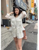 正韓 CLOTH 光澤感抽繩連帽外套套裝